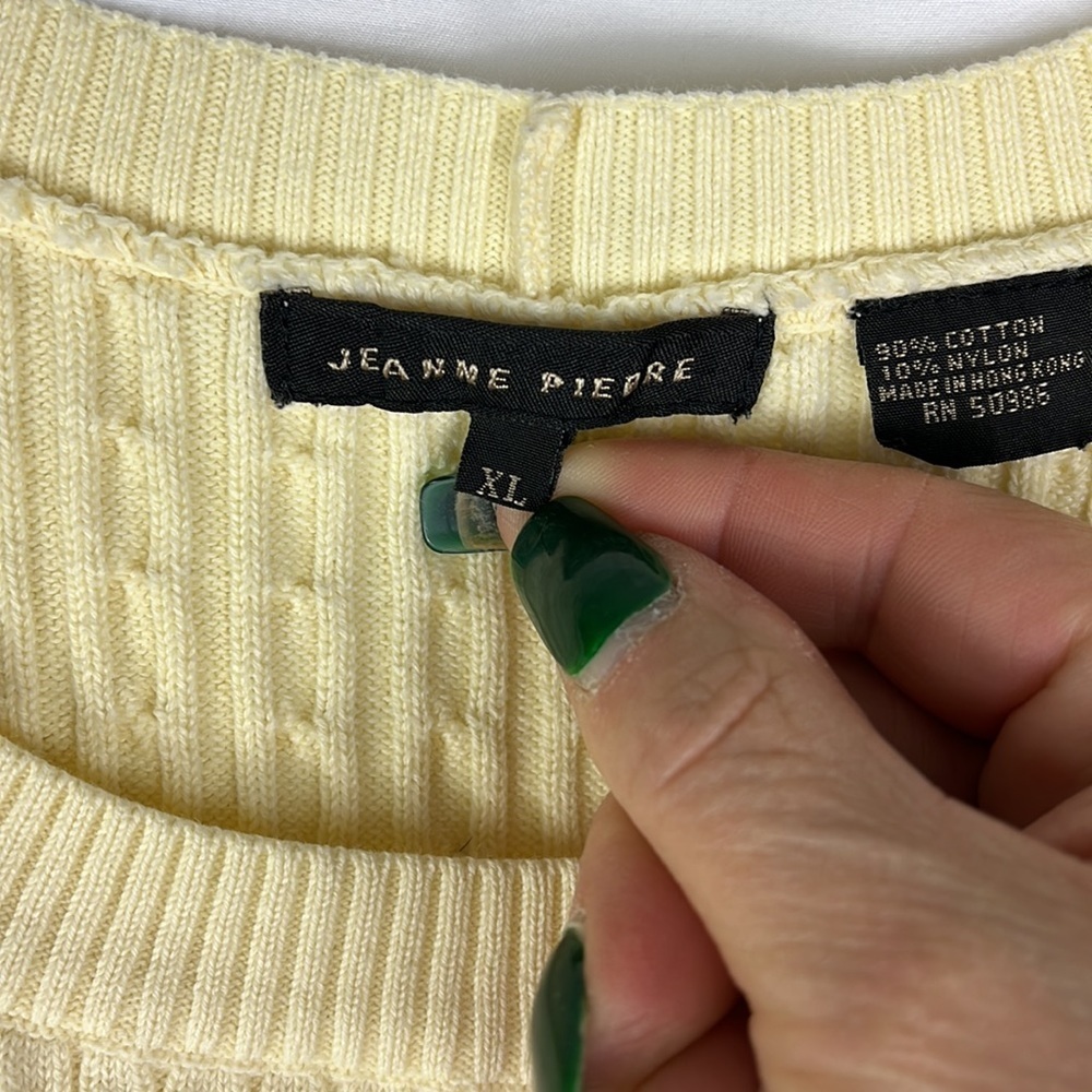 Jeanne Pierre knit sleeveless preppy top Sz XL Yellow - Picture 2 of 5
